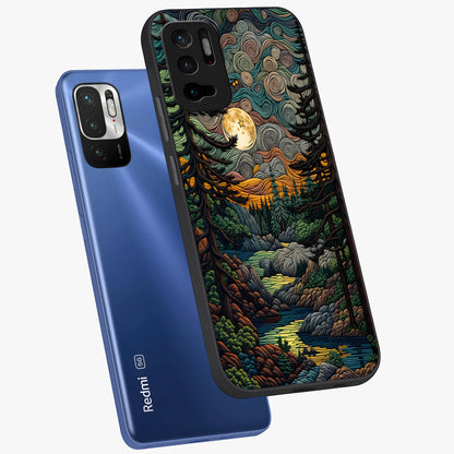 Moonlight Forest Dream Glass Case displayed in angled mockup highlighting dreamy forest design with glowing moon aesthetic.