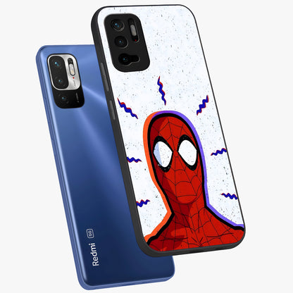 Omg Spiderman Glass Case displayed in angled mockup highlighting dynamic hero illustration with action comic aesthetic.