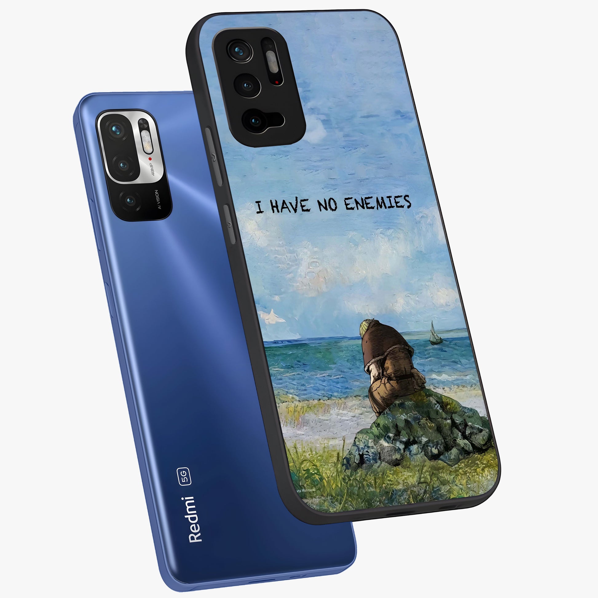 Peace Beyond War Glass Case displayed in angled mockup highlighting meaningful message design with artistic aesthetic style.