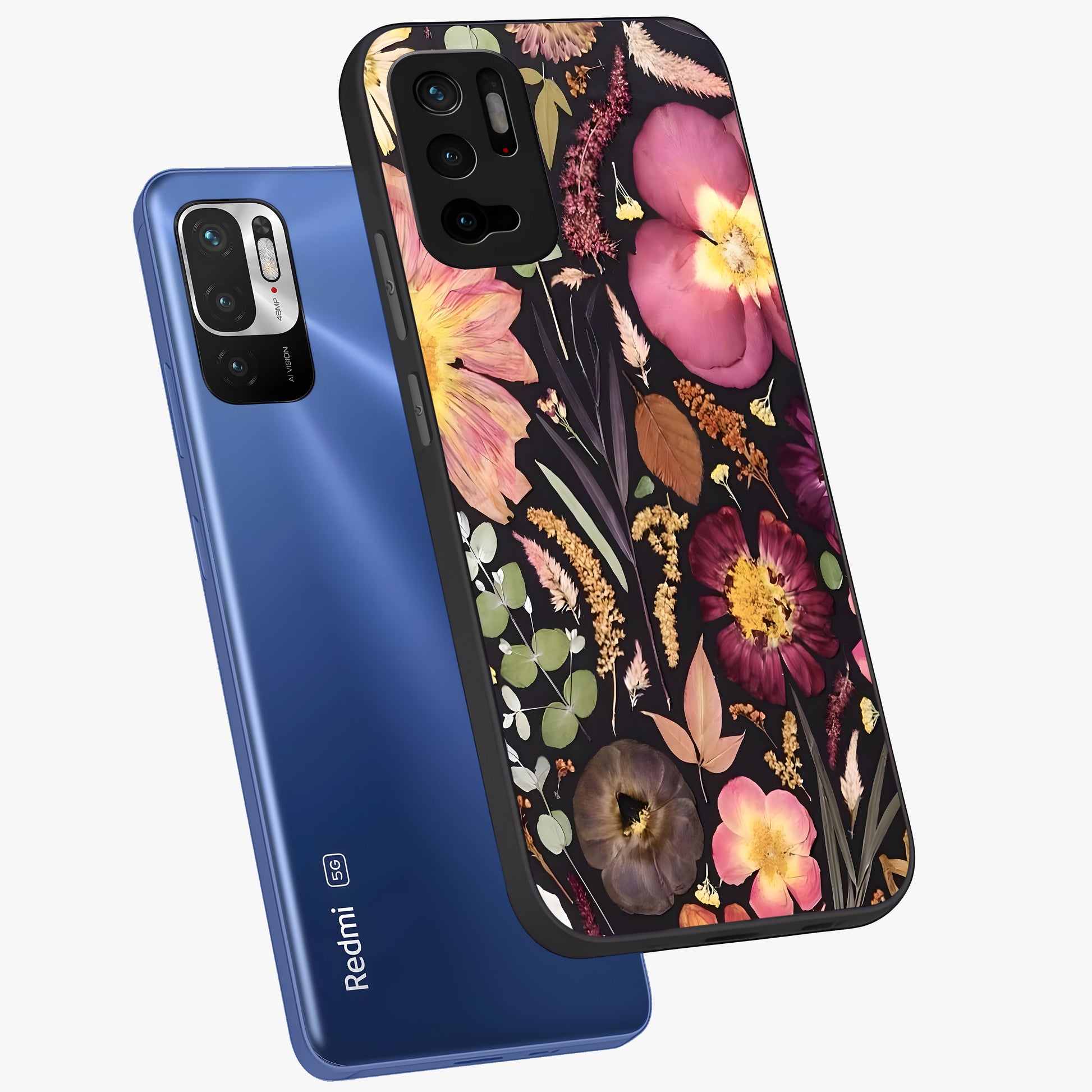 Petal Dream Tapestry Glass Case displayed in angled mockup highlighting decorative petal pattern with elegant botanical aesthetic.