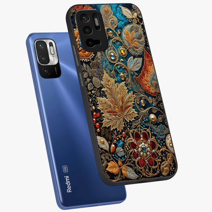 Royal Jewel Garden Glass Case displayed in angled mockup highlighting vibrant jewel inspired floral design with elegant aesthetic.