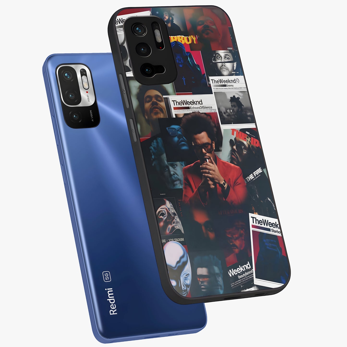 The Weeknd Glass Case displayed in angled mockup highlighting stylish pop culture inspired design with modern aesthetic.