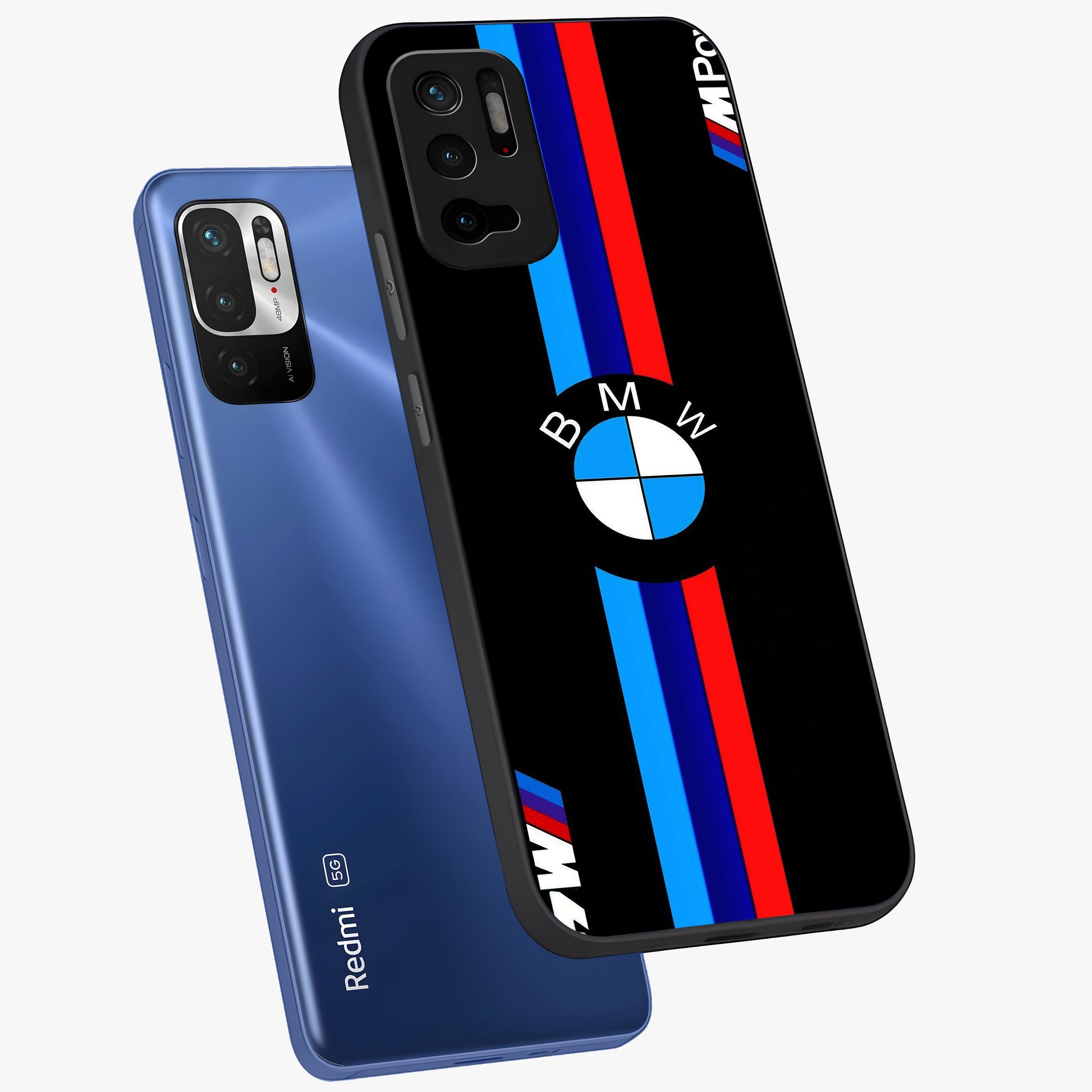 Turbo BMW Beast Glass Case displayed in angled mockup highlighting sleek racing car design with bold automotive aesthetic.