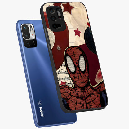Web Warrior Vibes Glass Case displayed in angled mockup highlighting dynamic web design with comic style aesthetic.