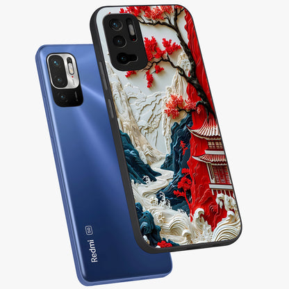 Whispers Of Sakura Waves Glass Case displayed in angled mockup highlighting flowing sakura design with soft floral aesthetic.