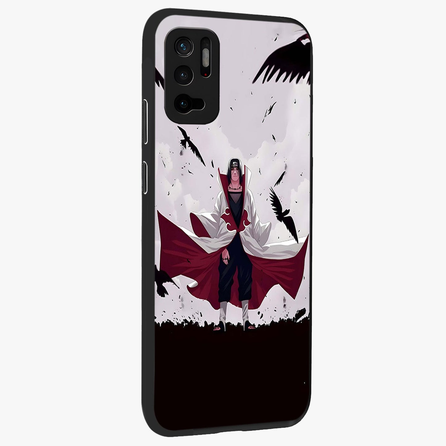 Crimson Crow Ascension Glass Case upright view showcasing dramatic crow artwork with bold gothic theme.