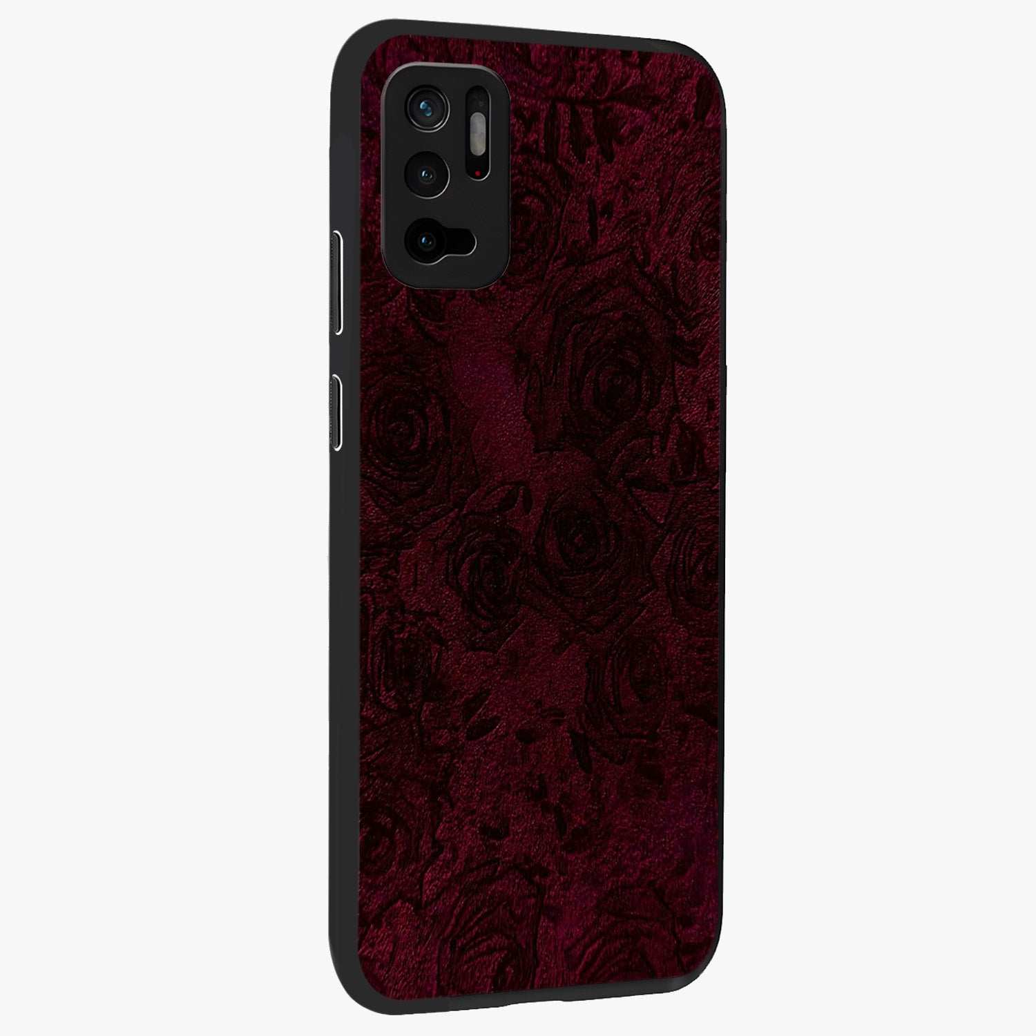 Crimson Fade Flow Glass Case upright view showcasing dynamic crimson flow artwork with stylish abstract theme.