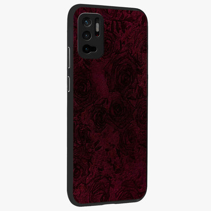 Crimson Fade Flow Glass Case upright view showcasing dynamic crimson flow artwork with stylish abstract theme.