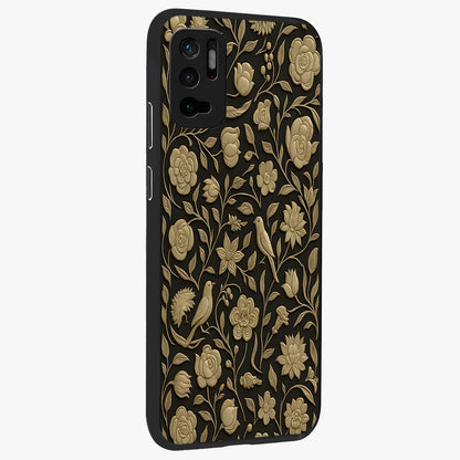Golden Evil Eye Mandala Glass Case upright view showcasing decorative evil eye mandala artwork with spiritual aesthetic style.