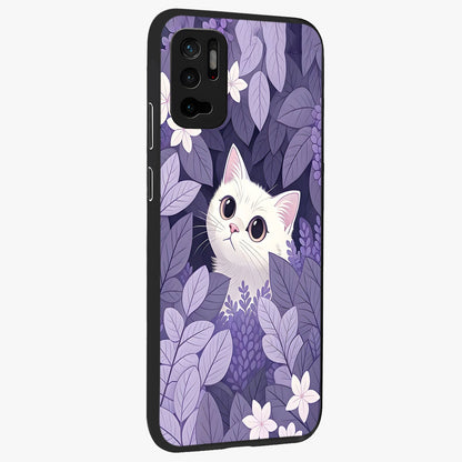 Lilac Hide Peek Cat Glass Case upright view showcasing charming cat artwork with adorable peek theme.