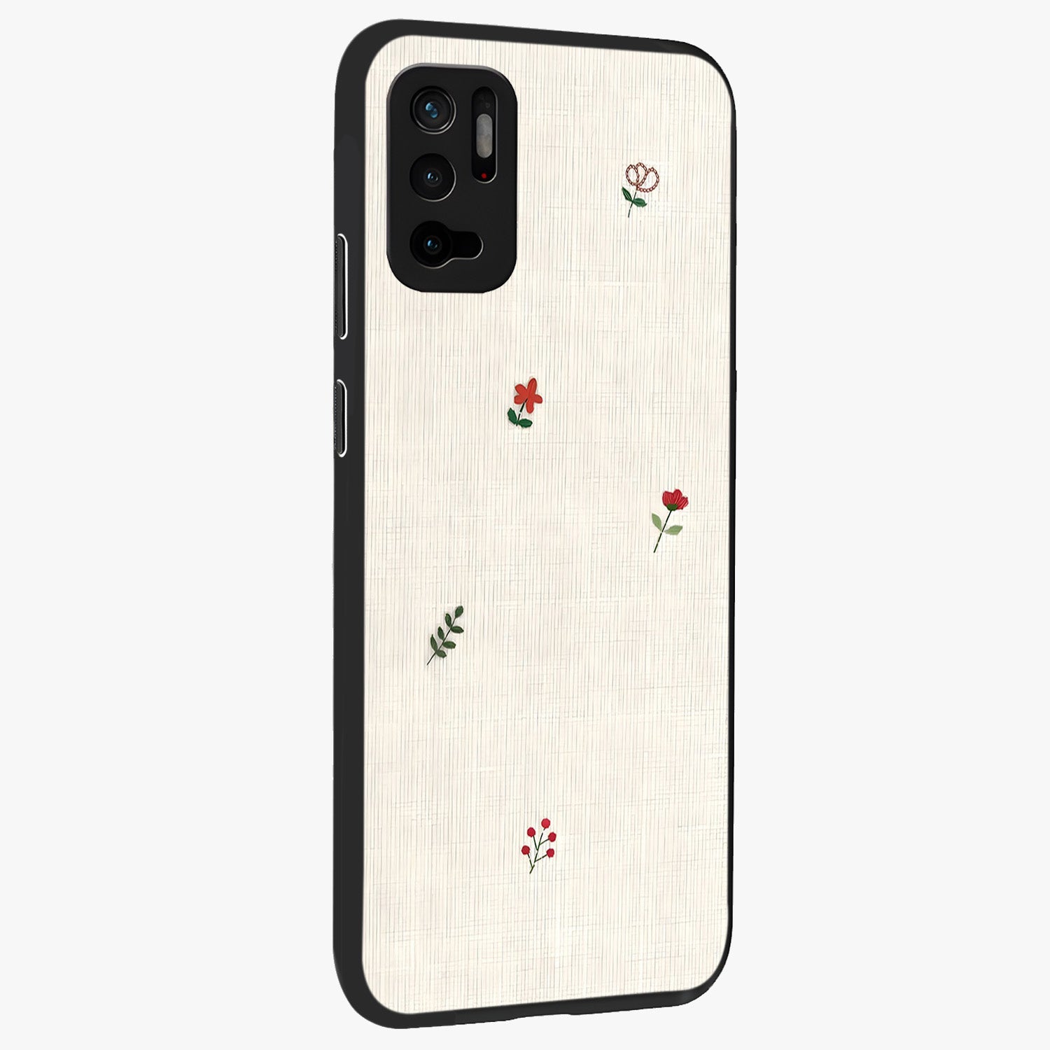 Minimalistic Blue With White Flower Pattern Glass Case upright view showcasing clean white flower artwork with calming blue theme.