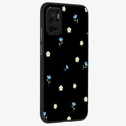 Minimal Petal Whispers Glass Case upright view showcasing elegant floral artwork with modern minimalist style.