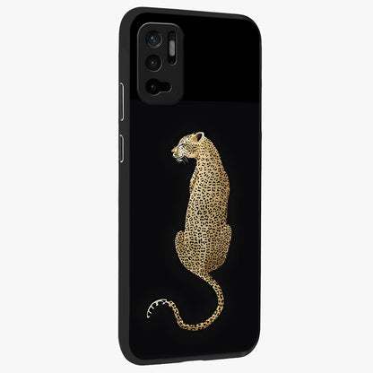 Regal Leopard Glass Case upright view showcasing striking leopard artwork with fierce wildlife theme.