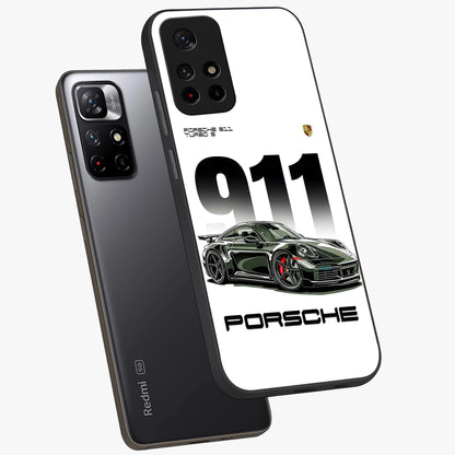 911 Turbo Dominance Glass Case displayed in premium angled mockup highlighting sporty car illustration and sleek glass surface.