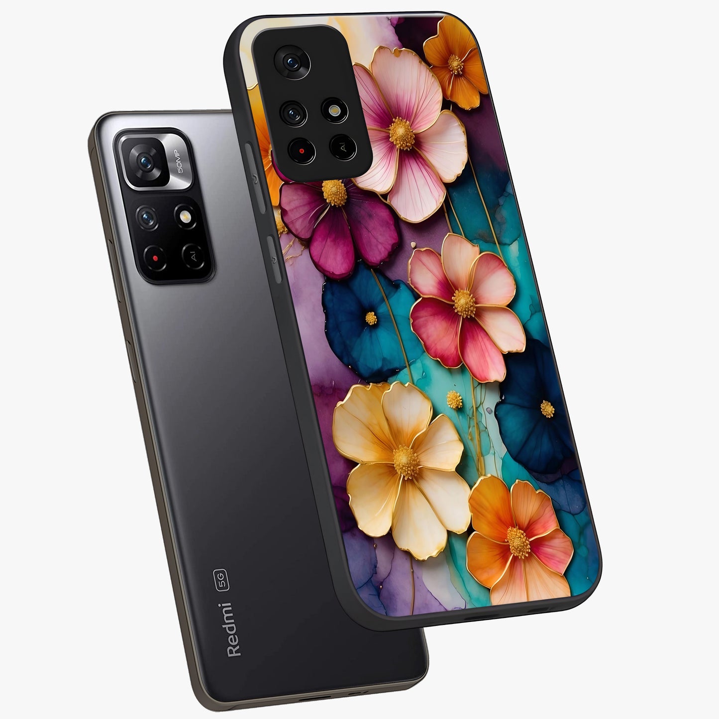 Artlyn Grace Flower Pattern Glass Case displayed in angled mockup highlighting delicate flower pattern design and smooth glass surface.