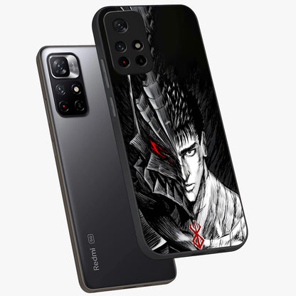 Berserker Blood Oath Glass Case showing flat back view with fierce warrior inspired artwork and glossy glass finish.