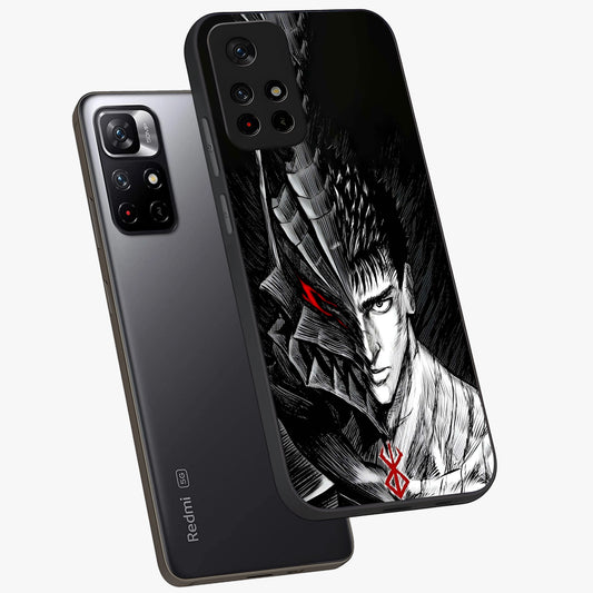 Berserker Blood Oath Glass Case showing flat back view with fierce warrior inspired artwork and glossy glass finish.