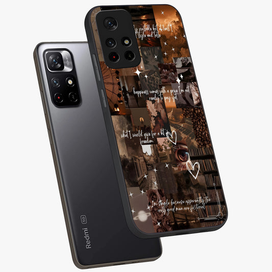 Bittersweet Aesthetic Chaos Glass Case showing flat back view with artistic chaotic aesthetic design and glossy glass finish.