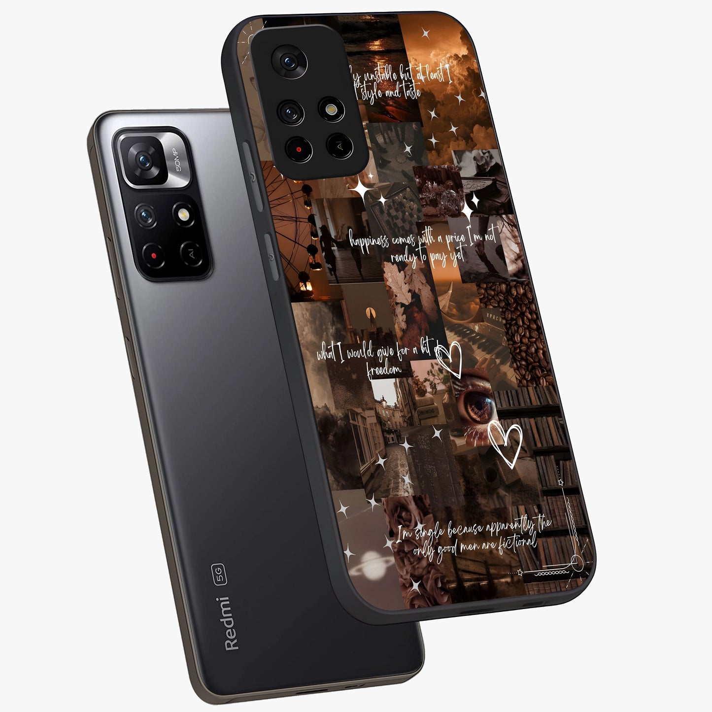 Bittersweet Aesthetic Chaos Glass Case displayed in angled mockup highlighting expressive abstract artwork and edgy aesthetic theme.