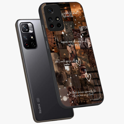 Bittersweet Aesthetic Chaos Glass Case displayed in angled mockup highlighting expressive abstract artwork and edgy aesthetic theme.