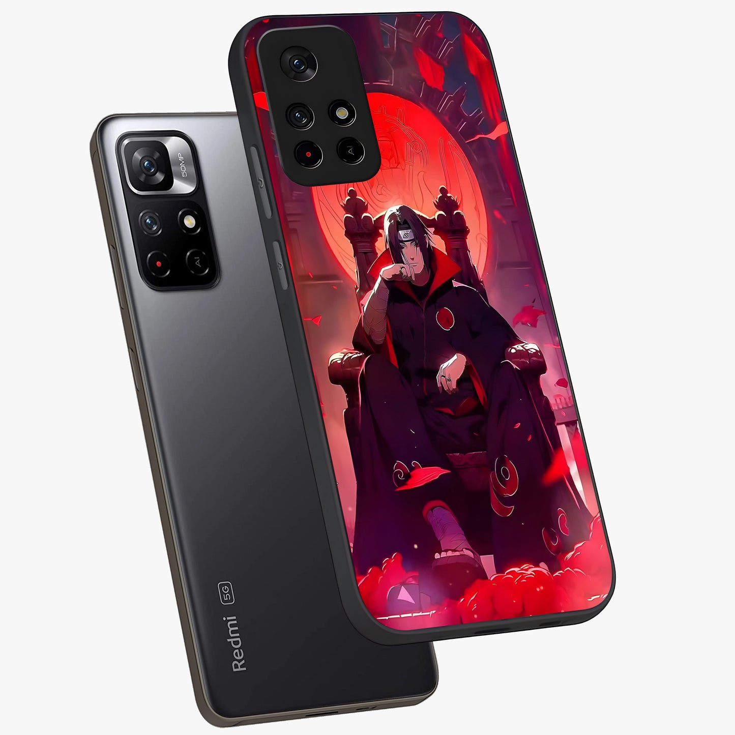 Blood Moon Sovereign Glass Case showing flat back view with mystical blood moon artwork and glossy glass finish.