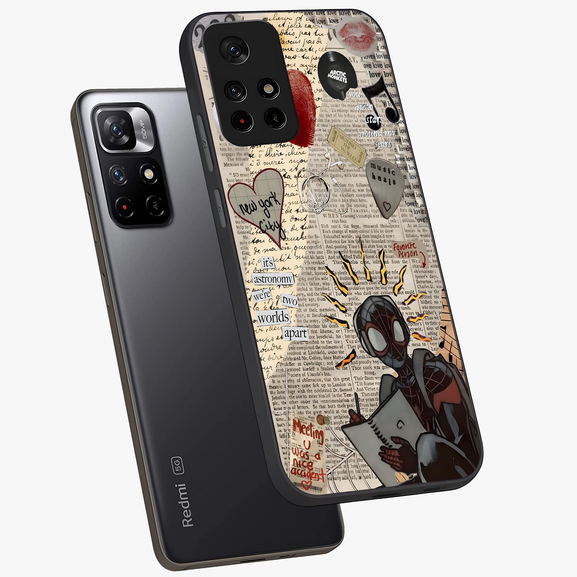 City Dream Sketch Glass Case displayed in angled mockup highlighting minimal city illustration with aesthetic sketch style.