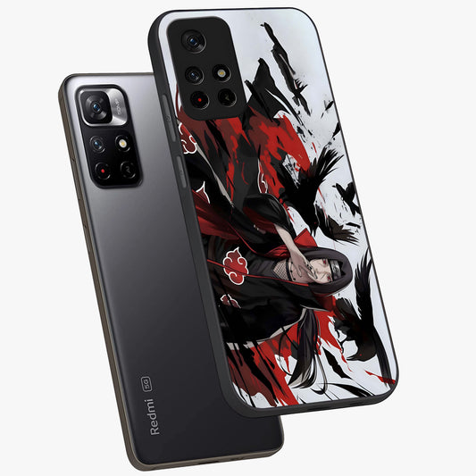 Crimson Crow Illusion Glass Case showing flat back view with artistic crow illusion artwork and glossy glass finish.