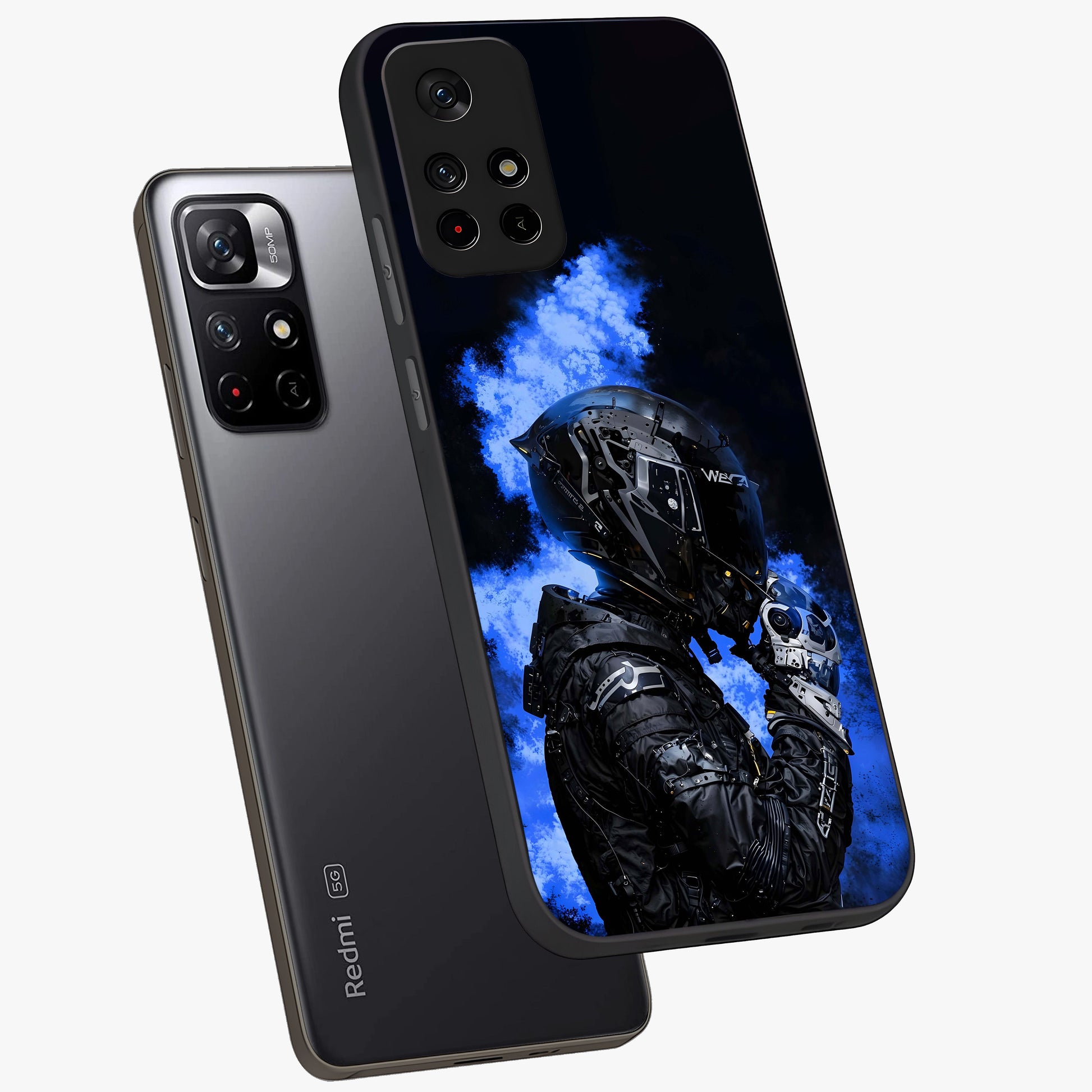 Cyber Sentinel Protocol Glass Case showing flat back view with futuristic cyber themed artwork and glossy glass finish.