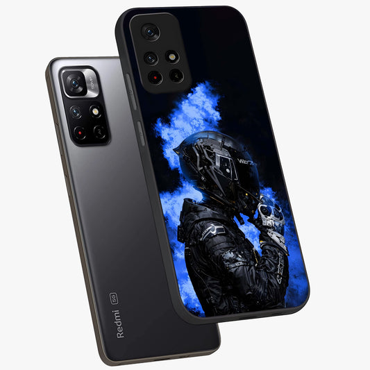 Cyber Sentinel Protocol Glass Case showing flat back view with futuristic cyber themed artwork and glossy glass finish.