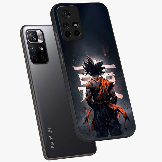 Dark Warrior In Rain Glass Case showing flat back view with warrior artwork in rainy atmosphere and glossy glass finish.