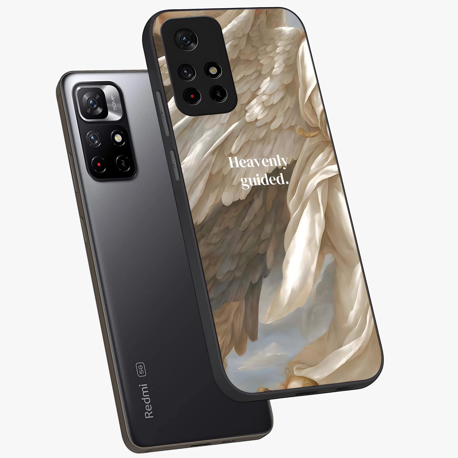 Divine Winged Grace Glass Case displayed in angled mockup highlighting graceful wing design with divine aesthetic style.
