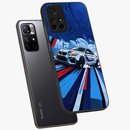Drift Power Rush Glass Case displayed in angled mockup highlighting powerful drift car design with sporty aesthetic style.