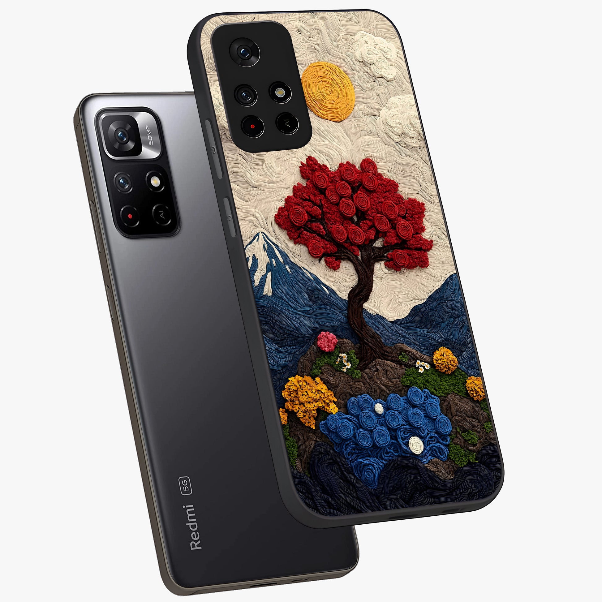 Eternal Nature Tapestry Glass Case displayed in angled mockup highlighting detailed botanical pattern with artistic aesthetic.