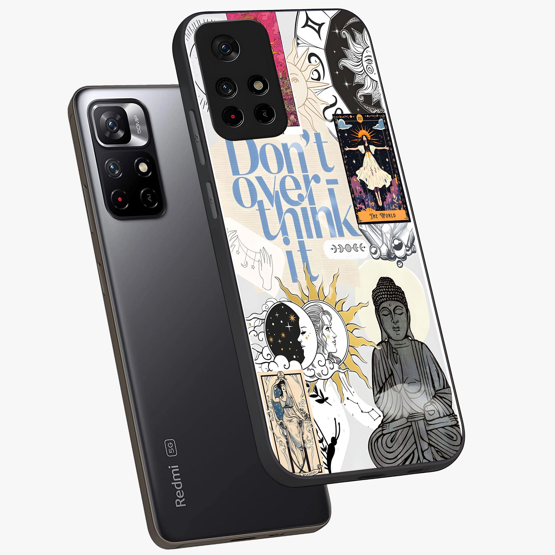 Ethereal Thoughts Glass Case showing flat back view with dreamy artistic artwork and glossy glass finish.