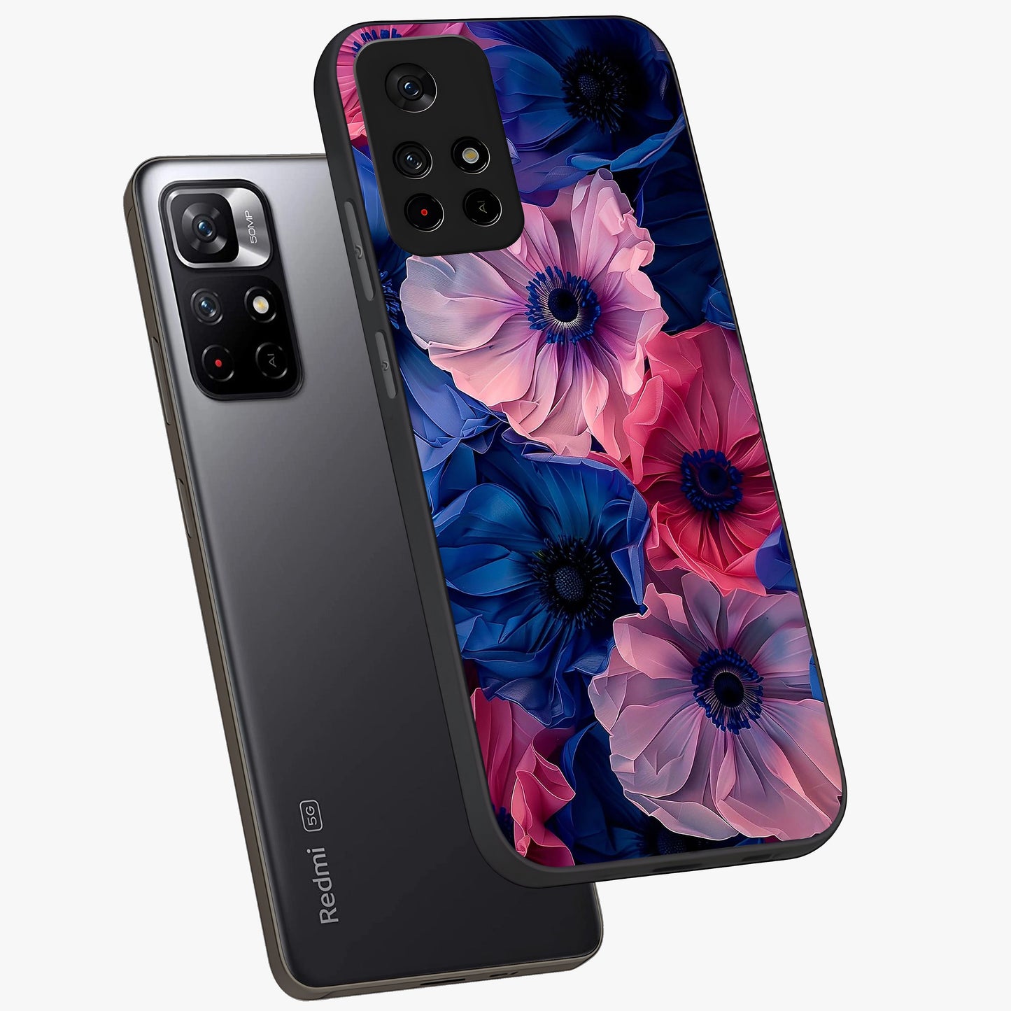 Flower Paper Art Pattern Glass Case displayed in angled mockup highlighting layered paper flower design with artistic aesthetic.