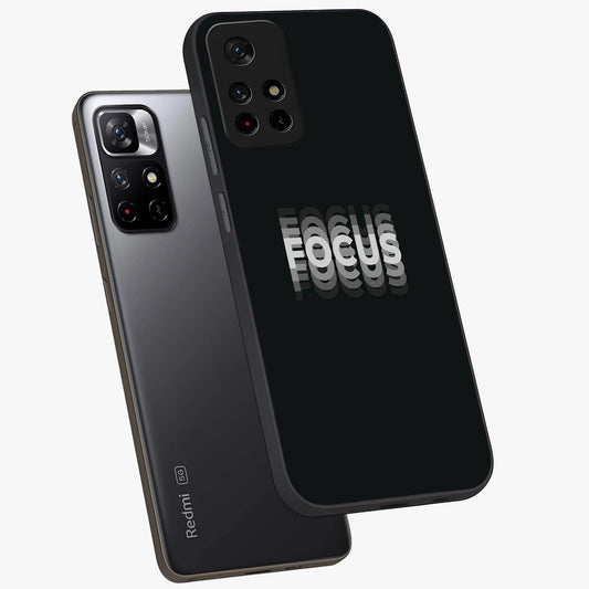 Focus Mode On Glass Case showing flat back view with bold motivational typography design and glossy glass finish.