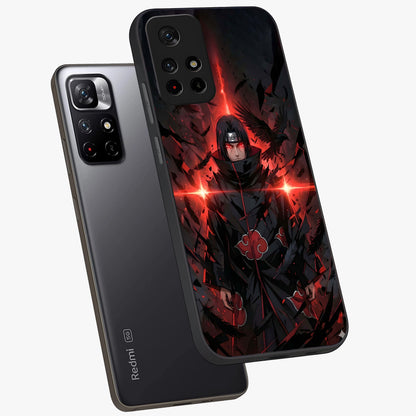 Focused Blade Discipline Glass Case showing flat back view with warrior sword themed artwork and glossy glass finish.