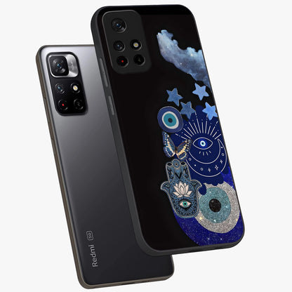 Galactic Charm Cluster Glass Case displayed in angled mockup highlighting luminous galaxy inspired design with dreamy aesthetic.