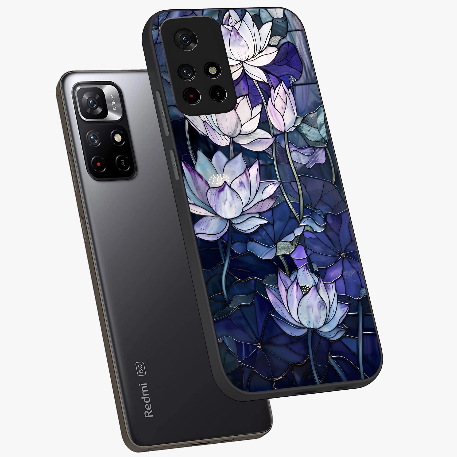 Gloss Petal Rush Glass Case displayed in angled mockup highlighting vibrant petal design with elegant floral aesthetic.