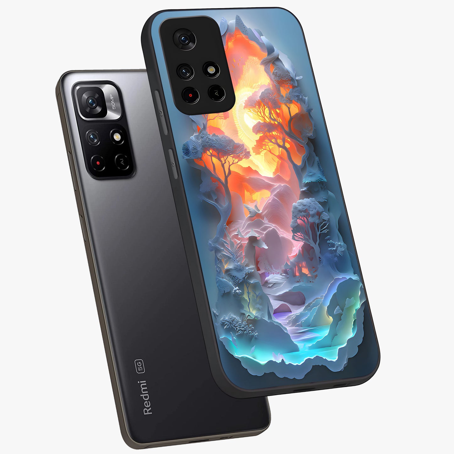 Glow Forest Portal Glass Case displayed in angled mockup highlighting mystical forest design with magical glowing aesthetic.