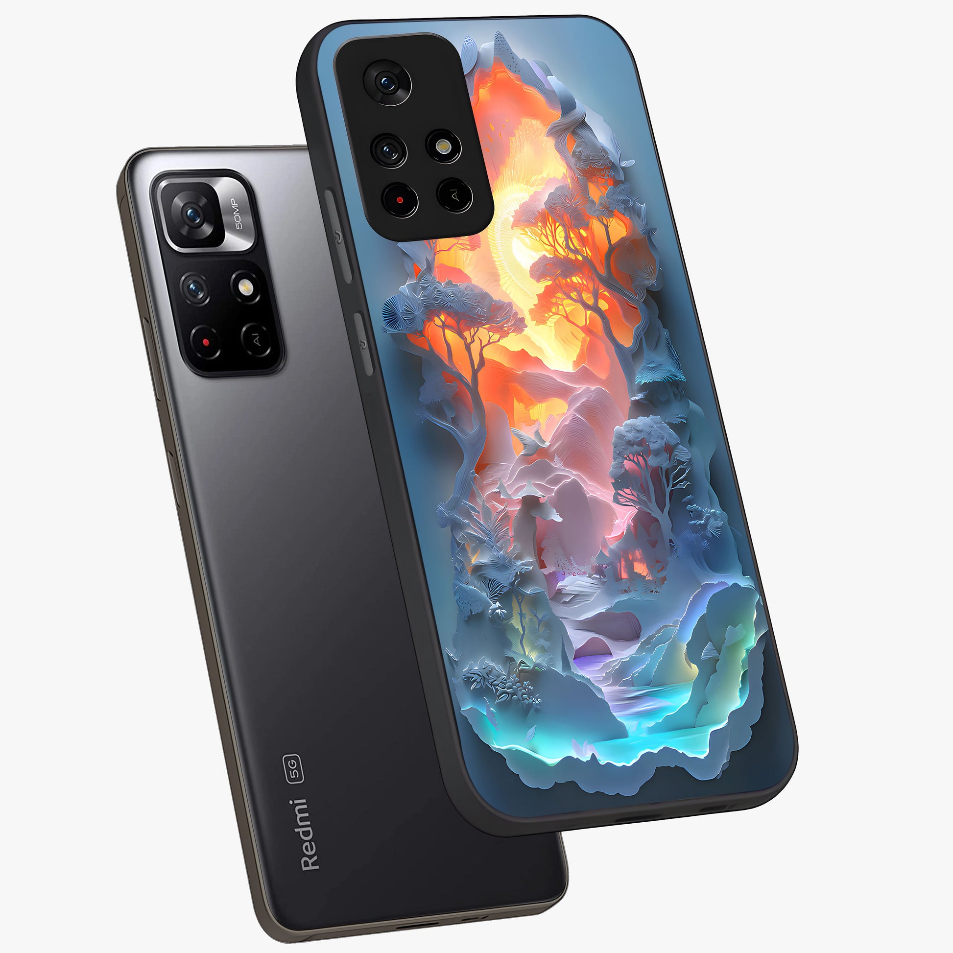 Glow Forest Portal Glass Case displayed in angled mockup highlighting mystical forest design with magical glowing aesthetic.