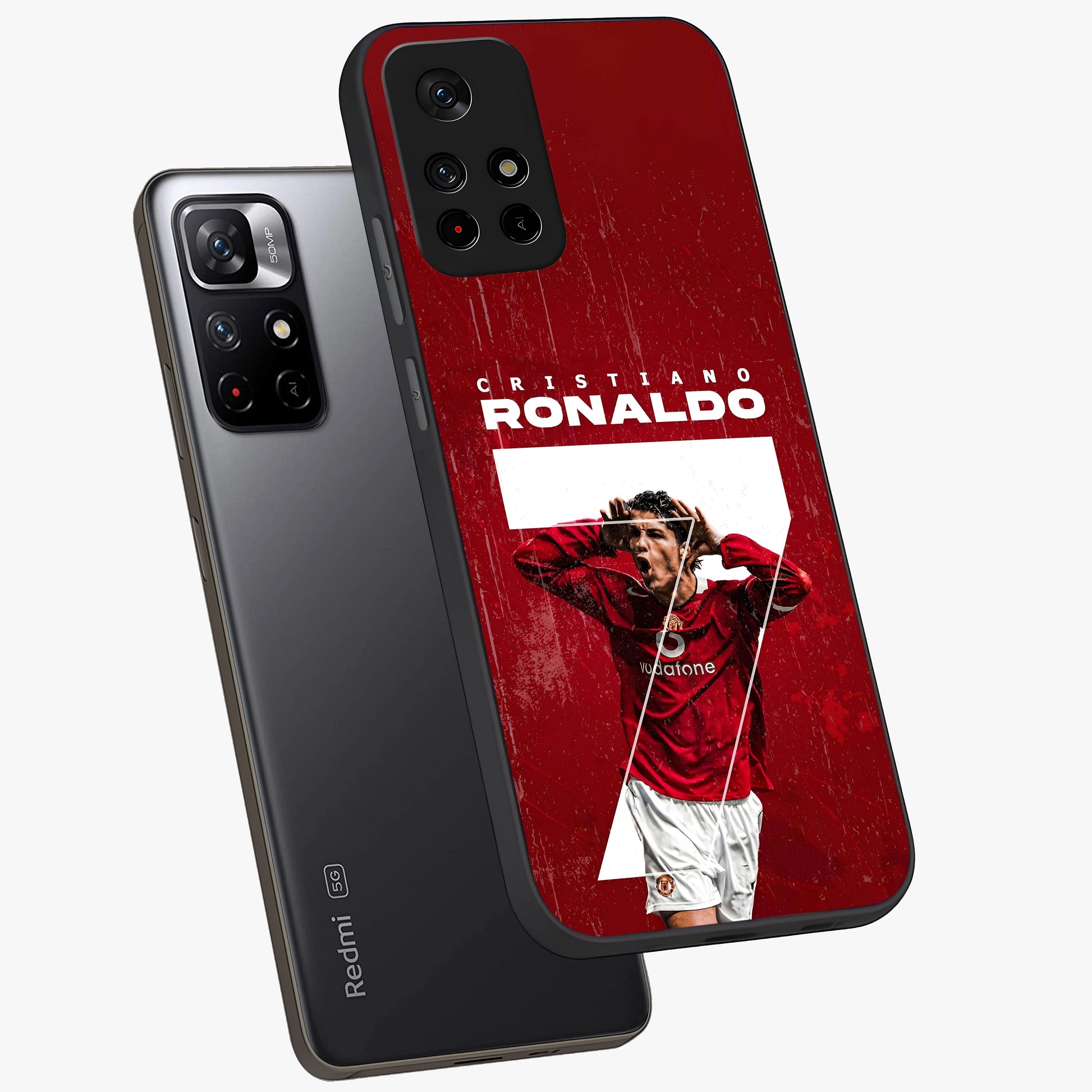 Goal Celebration Legacy Glass Case displayed in angled mockup highlighting energetic sports celebration design with bold athletic theme.