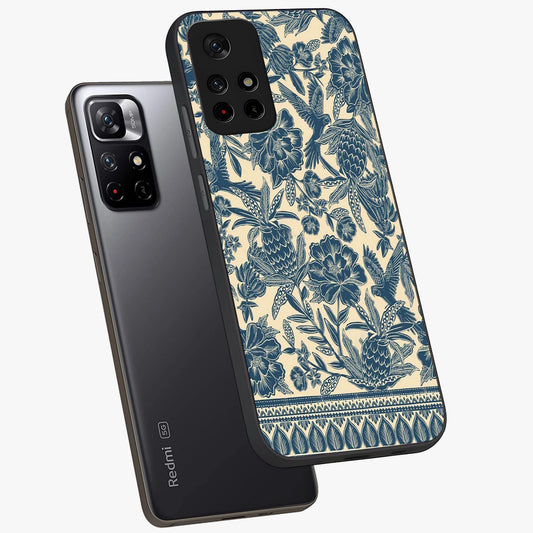 Heirloom Wild Bloom Glass Case showing flat back view with vintage inspired wild flower artwork and glossy glass finish.