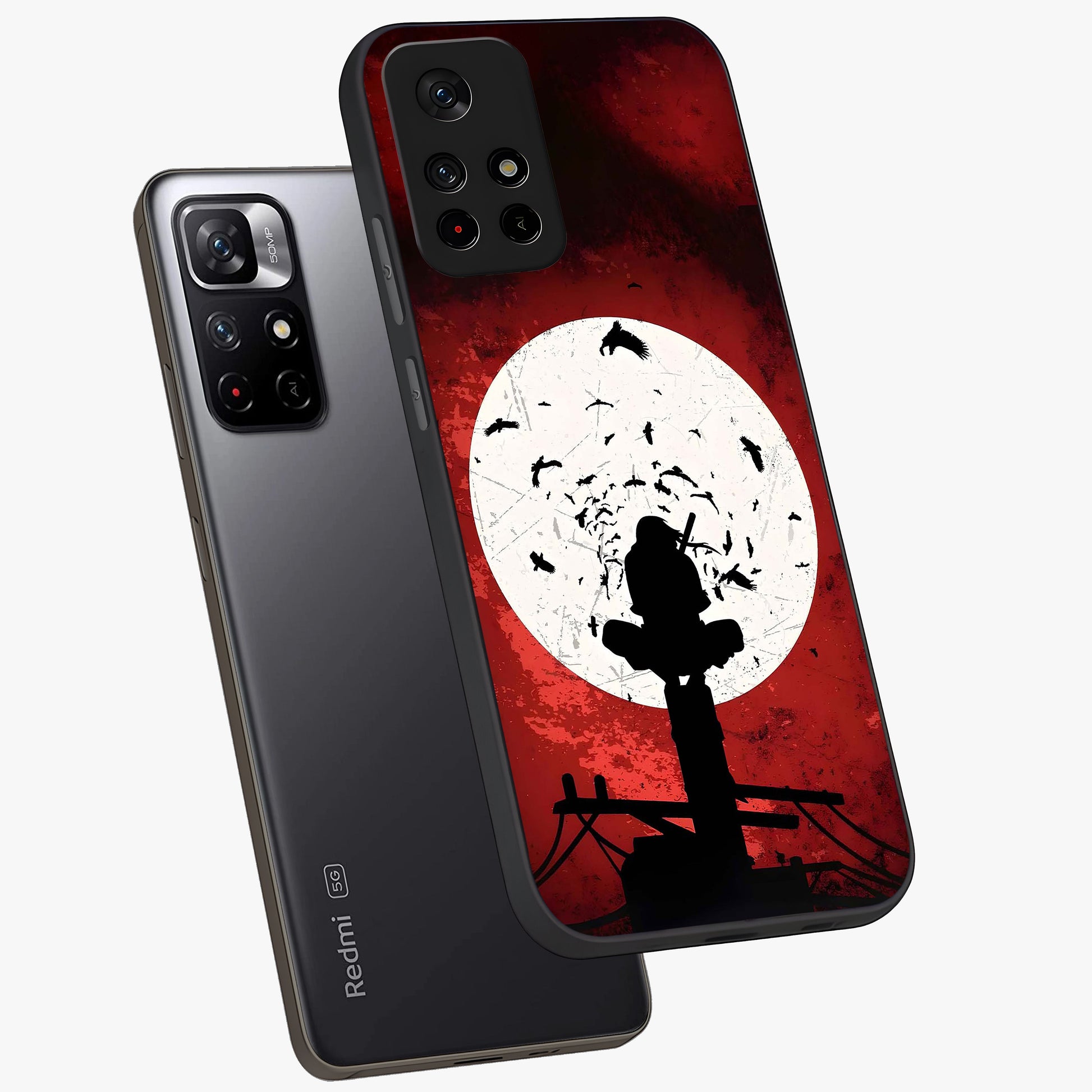 Itachi Limited Edition Naruto Anime Glass Case showing flat back view with iconic anime character artwork and glossy glass finish.