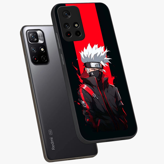 Kakashi Scarlet Shadow Glass Case showing flat back view with powerful anime ninja artwork and glossy glass finish.