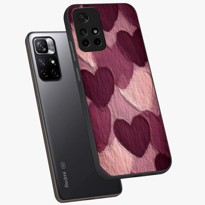 Layered Paper Hearts Glass Case displayed in angled mockup highlighting creative paper craft heart design with romantic aesthetic.
