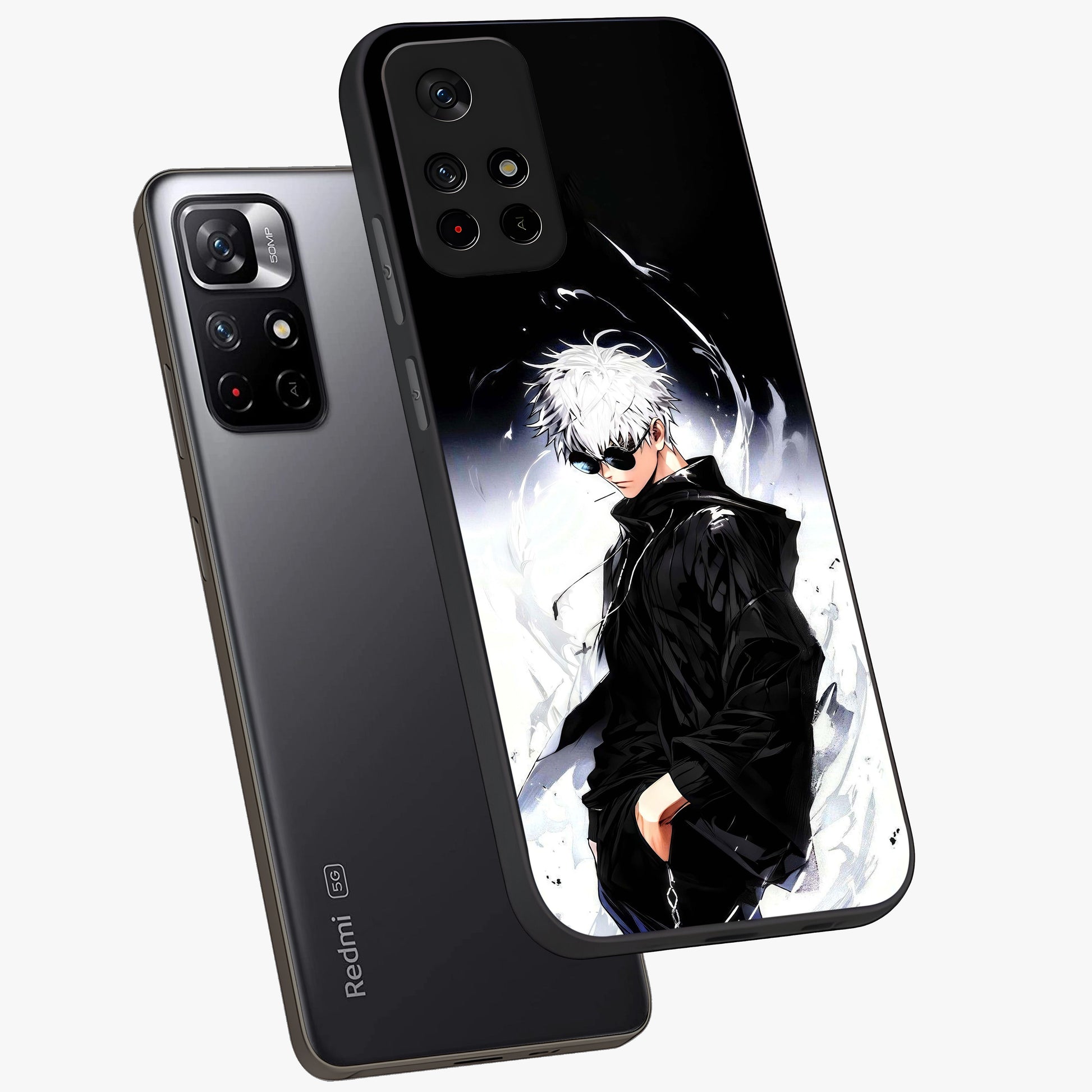 Limitless Shadow King Glass Case displayed in angled mockup highlighting dramatic dark hero design with intense aesthetic.