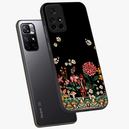 Midnight Bloom Pattern Glass Case displayed in angled mockup highlighting elegant flower design with midnight aesthetic style.