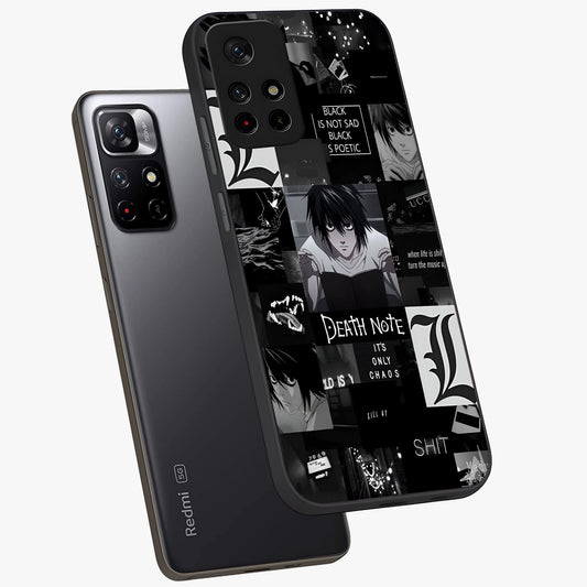 Midnight Chaos Mind Glass Case showing flat back view with abstract dark themed artwork and glossy glass finish.
