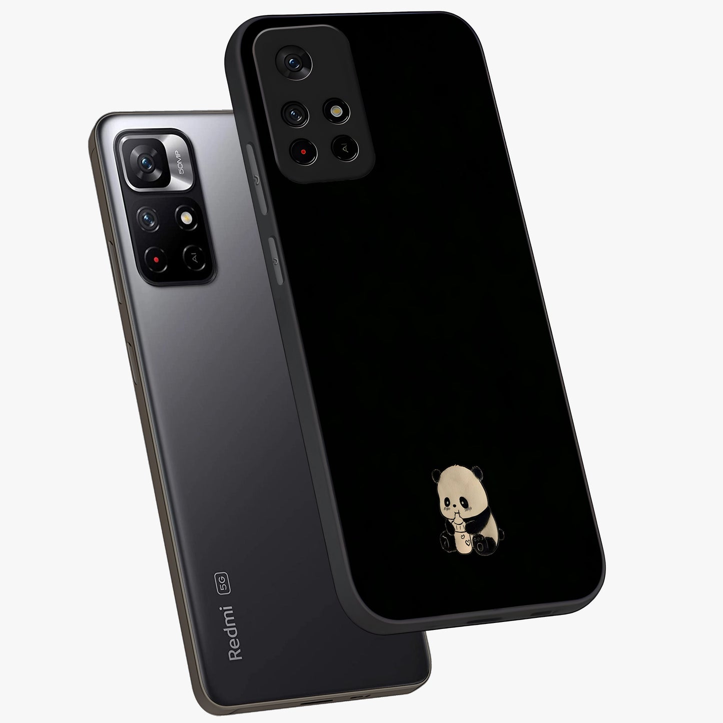 Midnight Panda Love Glass Case displayed in angled mockup highlighting adorable panda illustration with midnight aesthetic.
